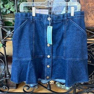 Draper James Dark Blue Denim Skirt with Button Front